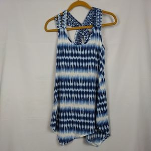 Tie Dye Tank Top small shark bite hem braided straps